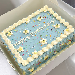 Puff Daisy Baby Vintage Sheet Cake