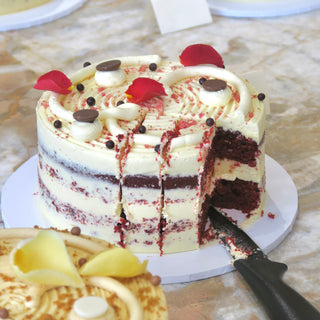 Sliced red velvet cake